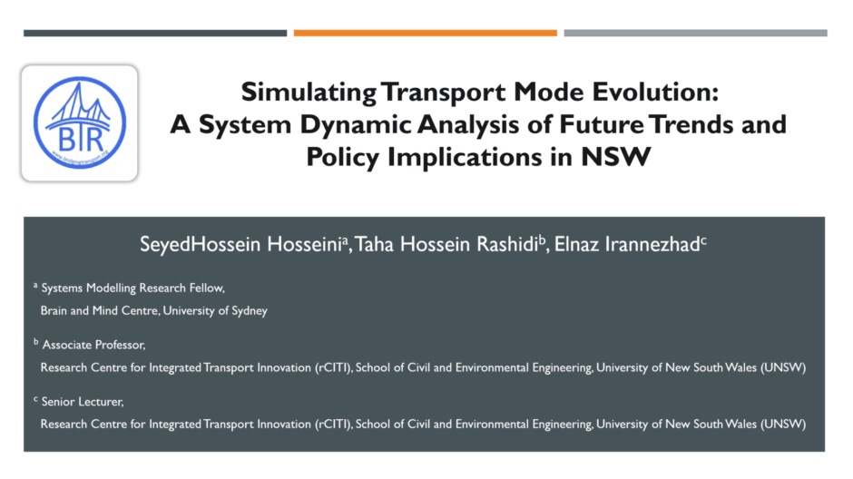 Hosseini Transport System Dynamics at the fifth Bridging Transportation Researchers (BTR) conference